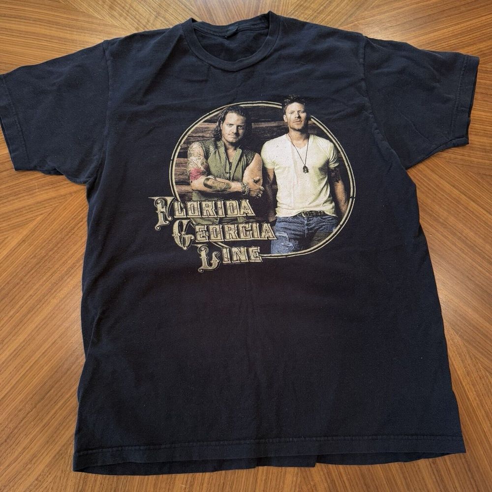 Florida Georgia Line 2014 Tour Concert Photo‎ T-Shirt Short Sleeve Black Graphic